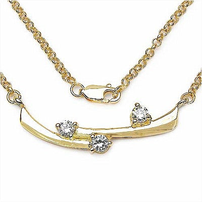 1.11CTW White Cubic Zircon .925 Sterling Silver Gold Plating Necklace