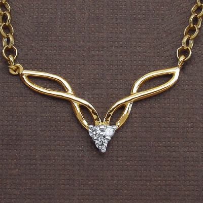 0.15CTW White Cubic Zircon .925 Sterling Silver Gold Plating Necklace