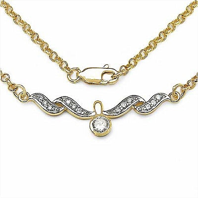0.81CTW White Cubic Zircon .925 Sterling Silver Gold Plating Necklace