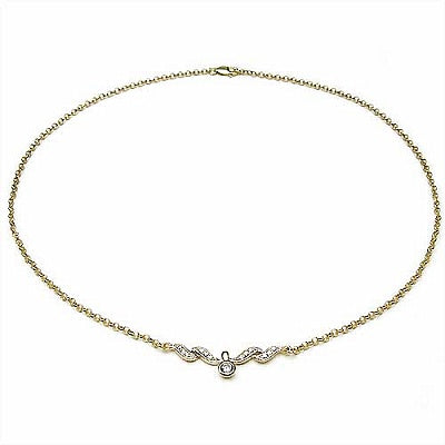 0.81CTW White Cubic Zircon .925 Sterling Silver Gold Plating Necklace