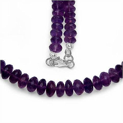 210.00CTW Genuine Amethyst .925 Sterling Silver Necklace