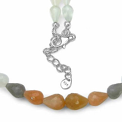 136.00CTW Multi Moonstone Faceted Drops With Straight Drill 45CM Long & 5CM Extendable .925 Sterling Silver Beads Necklace