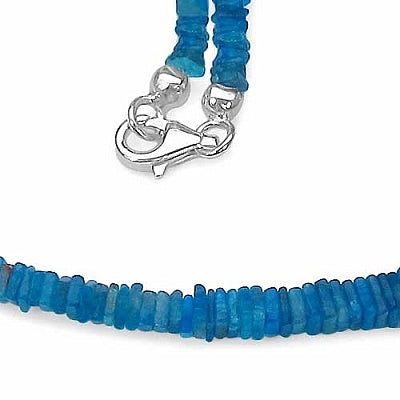 66.10CTW Neon Apatite 33CM Long .925 Sterling Silver Beads Necklace