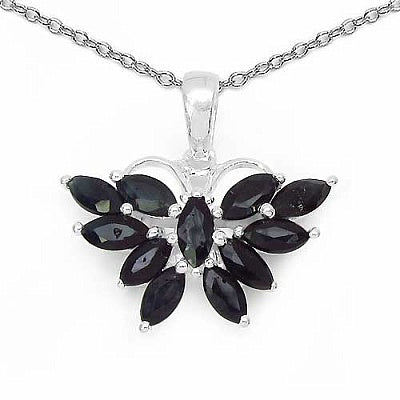 2.20CTW Genuine Sapphire .925 Sterling Silver Pendant