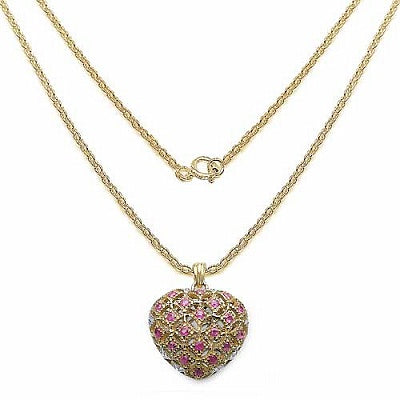 1.00CTW Genuine Ruby14K Yellow Gold Plated .925 Sterling Silver Heart Shape Pendant