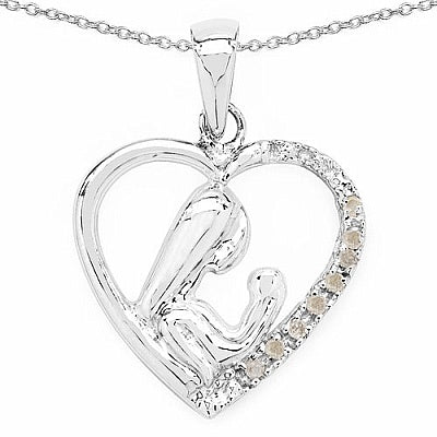 0.08CTW Genuine White Diamond .925 Sterling Silver Heart Shape Pendant