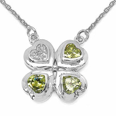 2.87CTW Genuine Peridot Cubic Zircon & White Cubic Zircon .925 Sterling Silver Pendant