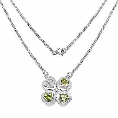 2.87CTW Genuine Peridot Cubic Zircon & White Cubic Zircon .925 Sterling Silver Pendant
