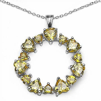 13.65CTW Genuine Yellow Cubic Zircon .925 Sterling Silver Pendant