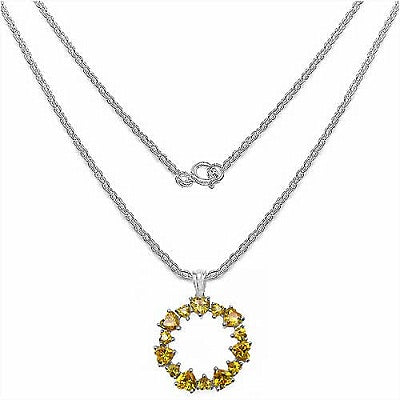 13.65CTW Genuine Yellow Cubic Zircon .925 Sterling Silver Pendant