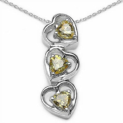 2.55CTW Yellow Cubic Zircon .925 Sterling Silver Pendant