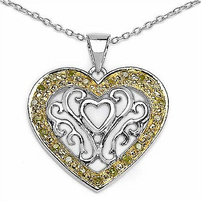 0.42CTW Genuine Yellow Cubic Zircon .925 Sterling Silver Pendant
