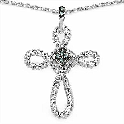 0.04CTW Genuine Blue Diamond .925 Sterling Silver Pendant