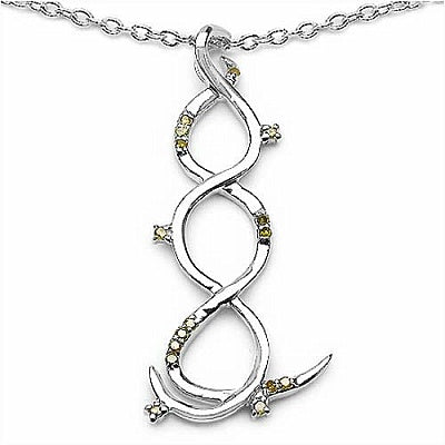 0.15CTW Genuine Yellow Diamond .925 Sterling Silver Pendant