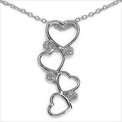 0.08CTW Genuine White Diamond .925 Sterling Silver Heart Shape Pendant