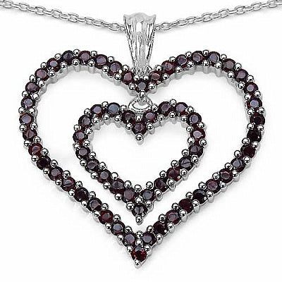 3.20CTW Genuine Garnet .925 Sterling Silver Heart Shape Pendant