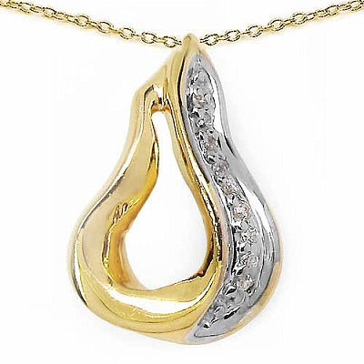 0.09CTW White Cubic Zircon 14K Yellow Gold Plated .925 Sterling Silver Pendant