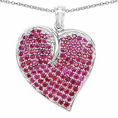 5.01CTW Genuine Ruby .925 Sterling Silver Heart Shape Pendant