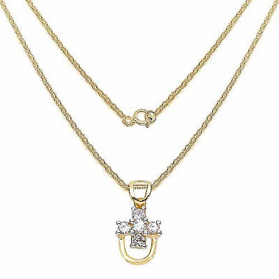 0.50CTW White Cubic Zircon 14K Yellow Gold Plated .925 Sterling Silver Pendant