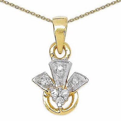 0.10CTW White Cubic Zircon 14K Yellow Gold Plated .925 Sterling Silver Pendant