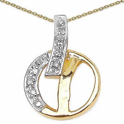 0.08CTW White Cubic Zircon 14K Yellow Gold Plated .925 Sterling Silver Pendant