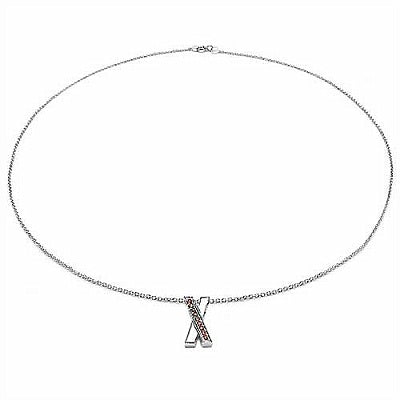 Genuine Garnet Sterling Silver Crossover Pendant