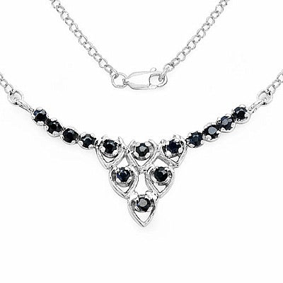 0.56CTW Genuine Black Sapphire .925 Sterling Silver Pendant