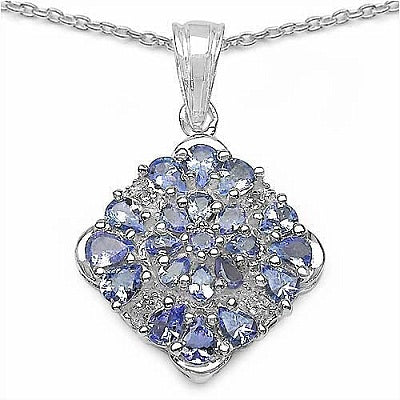 2.46CTW Genuine Tanzanite & White Topaz .925 Sterling Silver Pendant