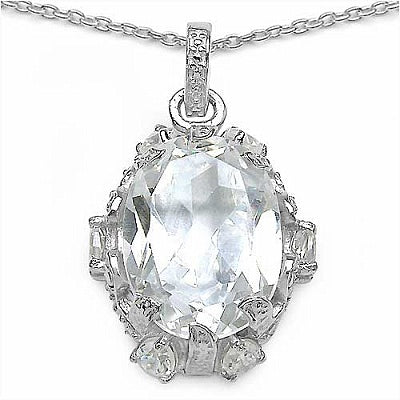 13.30CTW White Cubic Zircon .925 Sterling Silver Pendant