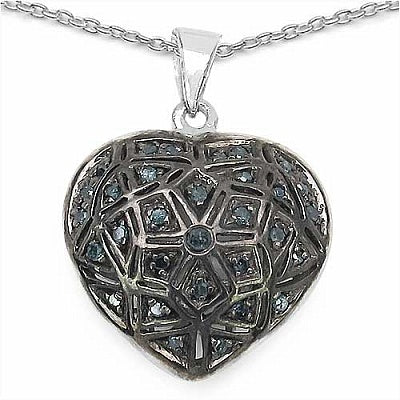 0.28CTW Genuine Blue Diamond .925 Sterling Silver Pendant