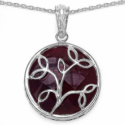 25.78CTW Genuine Dyed Ruby .925 Sterling Silver Pendant