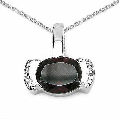 2.50CTW Oval Garnet .925 Sterling Silver Pendant