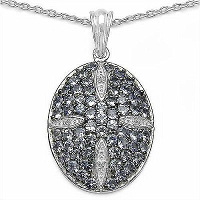 1.93CTW Genuine Tanzanite & White Topaz .925 Sterling Silver Pendant