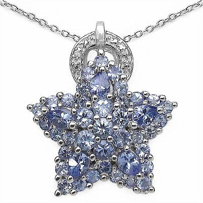 2.25CTW Genuine Tanzanite & White Cubic Zircon .925 Sterling Silver Pendant