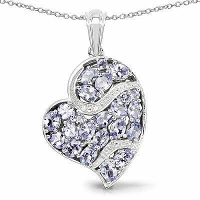 3.39CTW Genuine Tanzanite & White Topaz .925 Sterling Silver Pendant