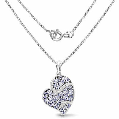 3.39CTW Genuine Tanzanite & White Topaz .925 Sterling Silver Pendant