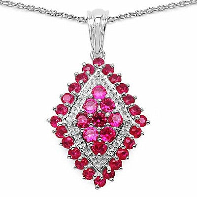 1.68CTW Genuine Created Ruby .925 Sterling Silver Pendant