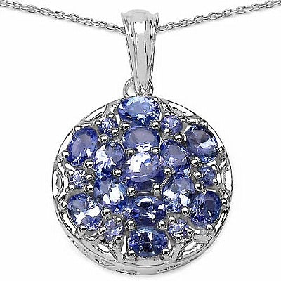 2.46CTW Genuine Tanzanite .925 Sterling Silver Pendant