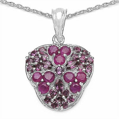 2.73CTW Genuine Ruby & Rhodolite .925 Sterling Silver Pendant