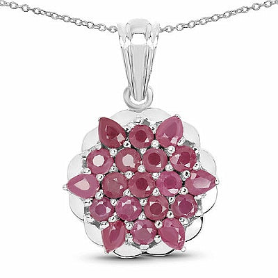 3.02CTW Genuine Ruby .925 Sterling Silver Pendant