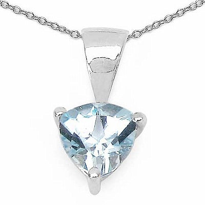0.80CTW Genuine Blue Topaz .925 Sterling Silver Pendant