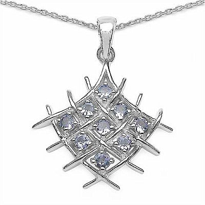 0.90CTW Genuine Tanzanite .925 Sterling Silver Pendant