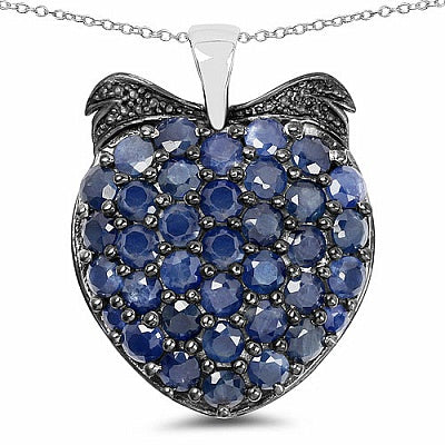 4.86CTW Genuine Blue Sapphire .925 Sterling Silver Pendant