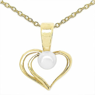 0.32CTW Genuine Pearl .925 Sterling Silver Gold Plating Pendant