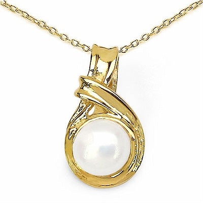 0.64CTW Genuine Pearl .925 Sterling Silver Gold Plating Pendant