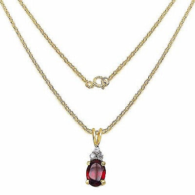 1.06CTW Genuine Garnet & White Cubic Zircon 14K Yellow Gold Plated .925 Sterling Silver Pendant