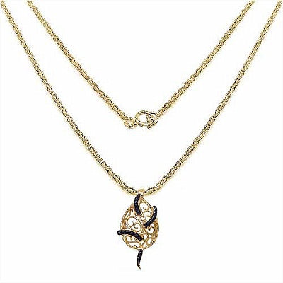0.90CTW Genuine Blue Sapphire .925 Sterling Silver 14K Yellow Gold Plated Pendant