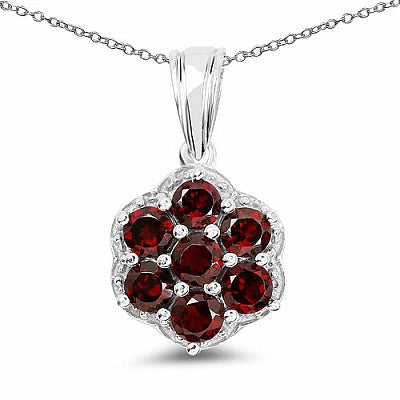 2.45CTW Genuine Garnet .925 Sterling Silver Pendant