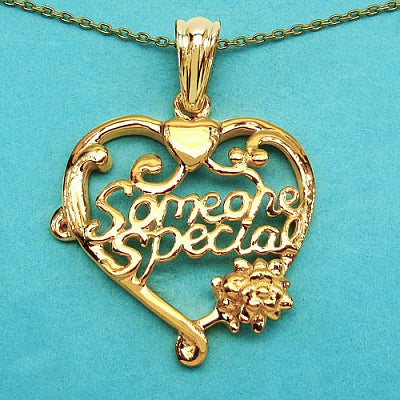 Heart Shape Someone Special .925 Sterling Silver Gold Plating Heart Shape Pendant