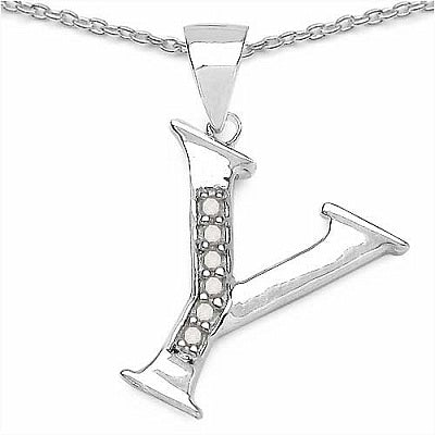 0.06CTW Genuine White Diamond Alphabet Letter Y .925 Sterling Silver Pendant